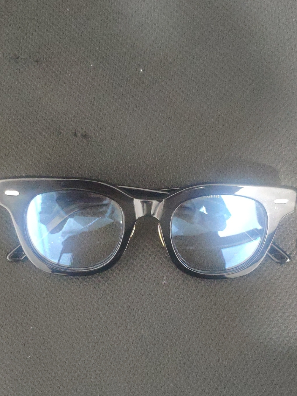 Black Retro Wayfarer-Style Sunglasses with Blue Lenses